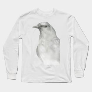 american crow watercolor portrait Long Sleeve T-Shirt